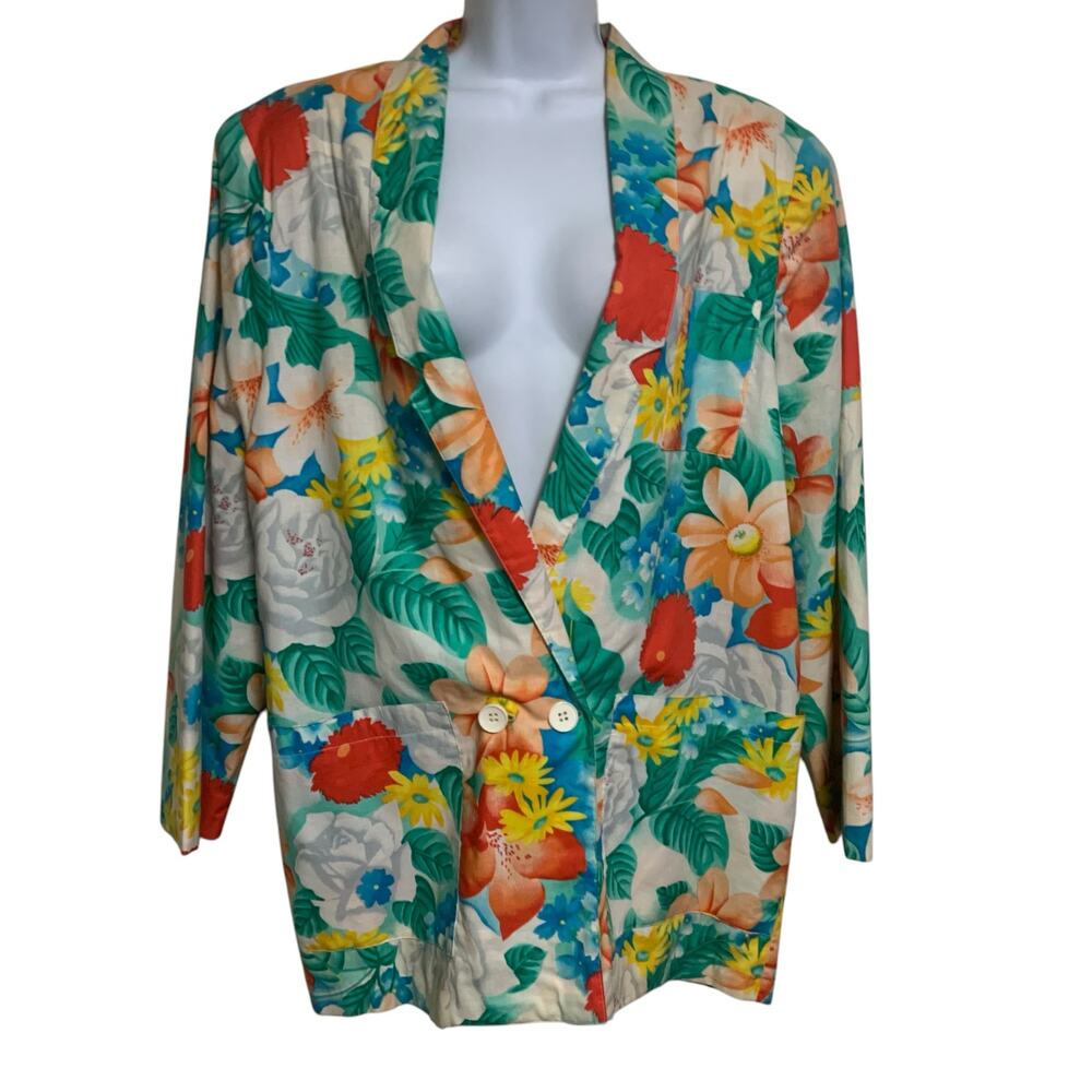 Vintage Penelope Plum Floral Blazer Womens Size M